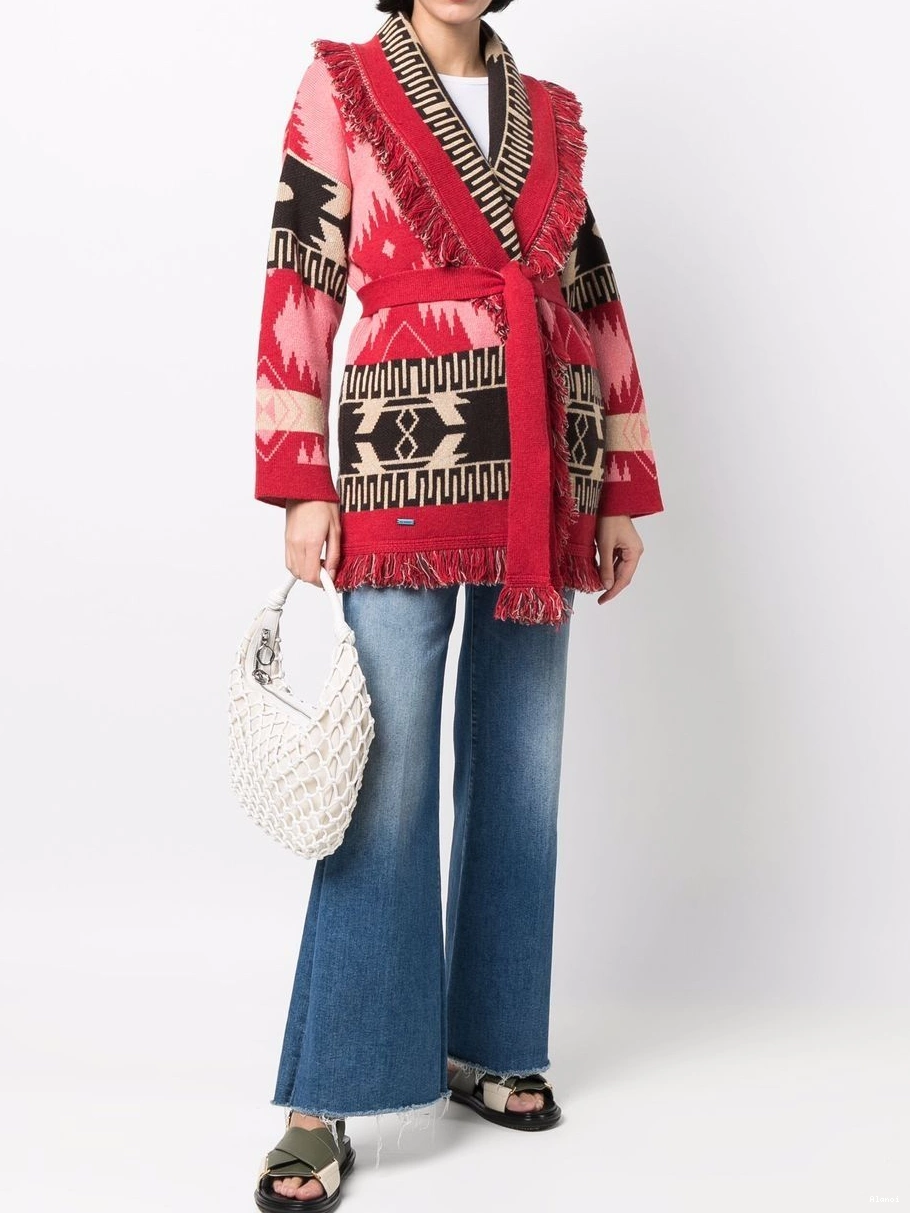 Cheap Icon Alanui cardigan Women belted jacquard 0708